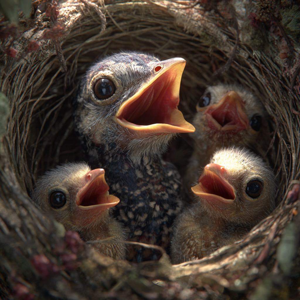 Cuckoo chick in a nest